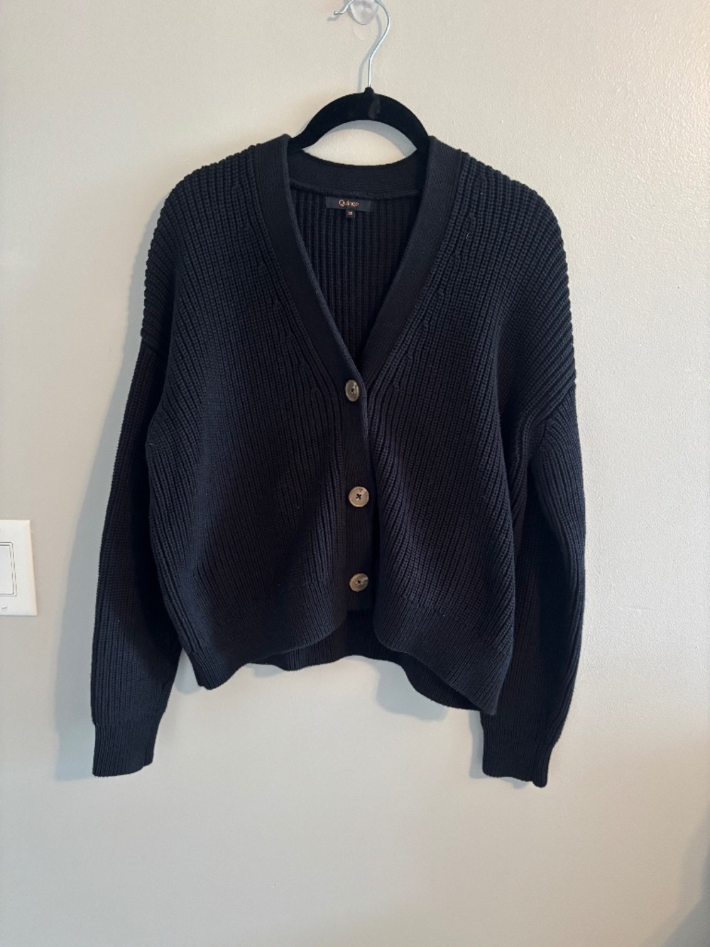 Quince 100% organic cotton Fisherman Boxy Cropped Cardigan